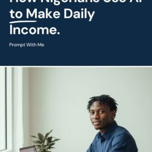 Book cover showing a Nigerian man working on a laptop with the title “How Nigerians Use AI to Make Daily Income.”